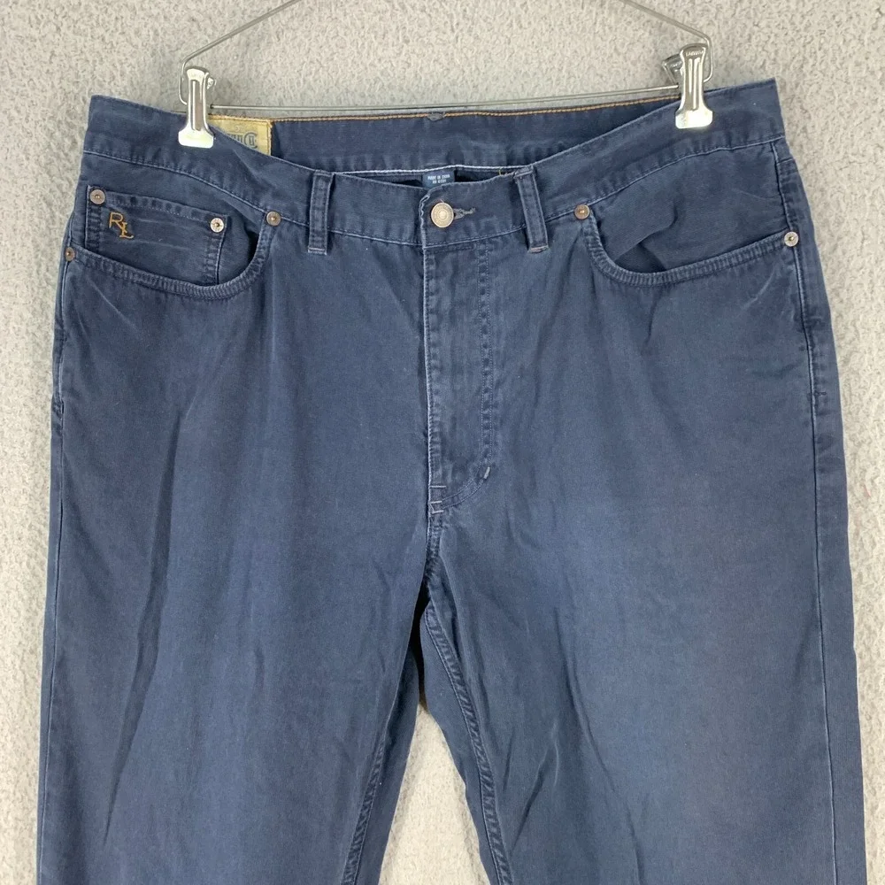 Vtg Polo Pants 38 650 Straight Navy‎ Blue Trouser Actual 37x30